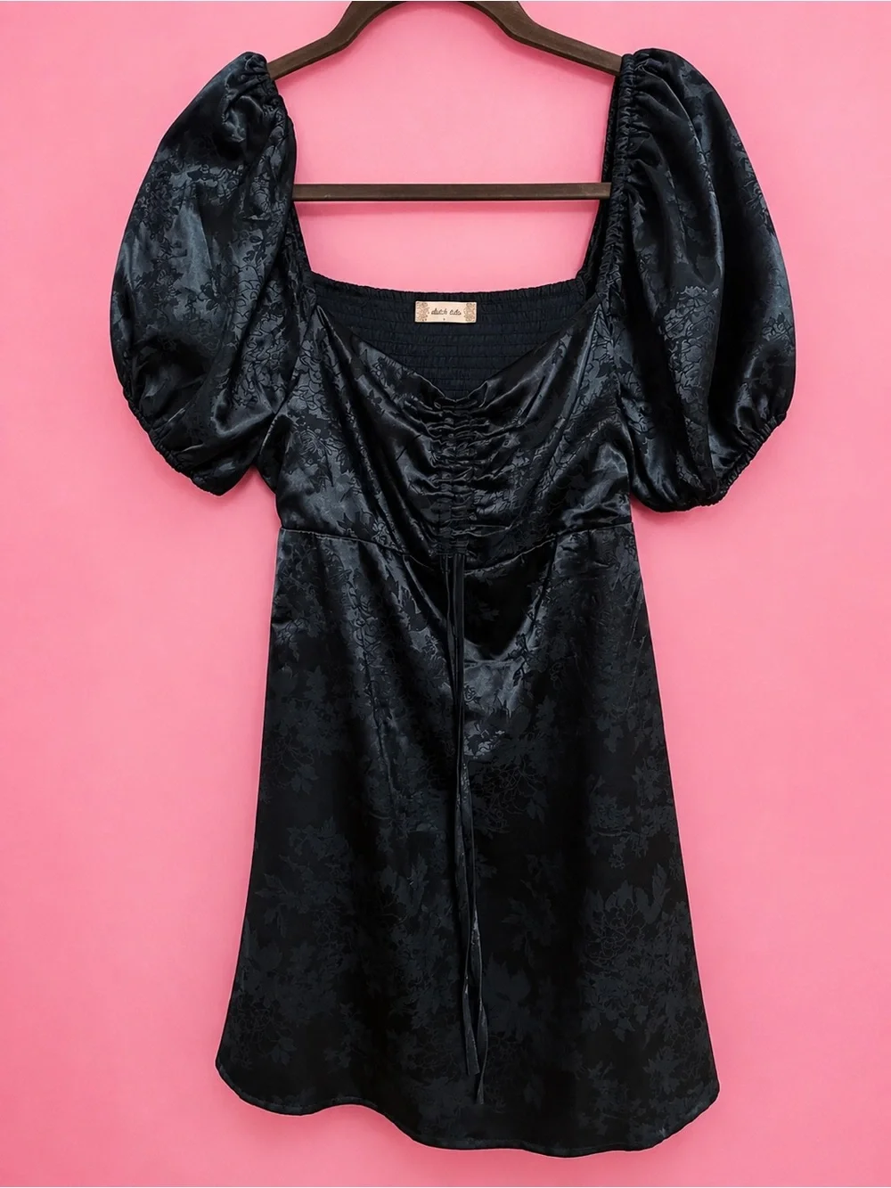 altard state black dress NWT Altard State Black Sequin Dress with Bow Detail